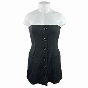 Asos Black Strapless Sleeveless Tube Bandeau Tux Mini Bodycon Dress Size 14